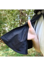 Cloakmakers.com 5809-Washable Black Wool Cloak w/ Cat & Moon Embroidery and Nighttime Hood Lining