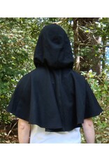 Cloakmakers.com 5809-Washable Black Wool Cloak w/ Cat & Moon Embroidery and Nighttime Hood Lining