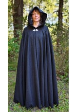 Cloakmakers.com 5810-Washable Charcoal Black Wool Cloak w/ Triple Medallion Clasp