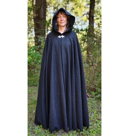 Cloakmakers.com 5810-Washable Charcoal Black Wool Cloak w/ Triple Medallion Clasp