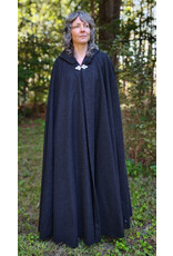 Cloakmakers.com 5810-Washable Charcoal Black Wool Cloak w/ Triple Medallion Clasp