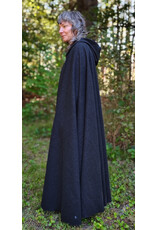 Cloakmakers.com 5810-Washable Charcoal Black Wool Cloak w/ Triple Medallion Clasp