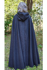 Cloakmakers.com 5810-Washable Charcoal Black Wool Cloak w/ Triple Medallion Clasp