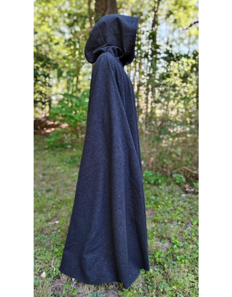 Cloakmakers.com 5810-Washable Charcoal Black Wool Cloak w/ Triple Medallion Clasp