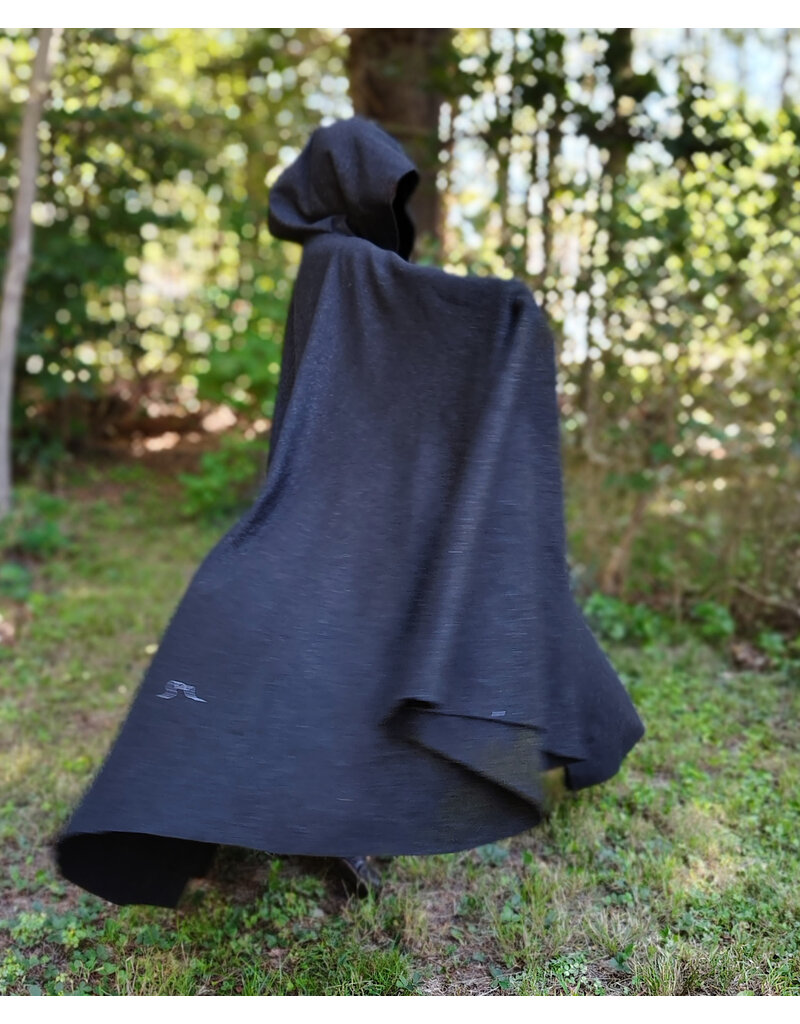 Cloakmakers.com 5810-Washable Charcoal Black Wool Cloak w/ Triple Medallion Clasp