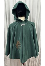 Cloakmakers.com 5695-Washable Forest Green Fleece Cloak w/ Owl Emboidery and Square Celtic Knot Clasp