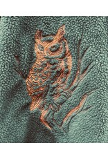 Cloakmakers.com 5695-Washable Forest Green Fleece Cloak w/ Owl Emboidery and Square Celtic Knot Clasp