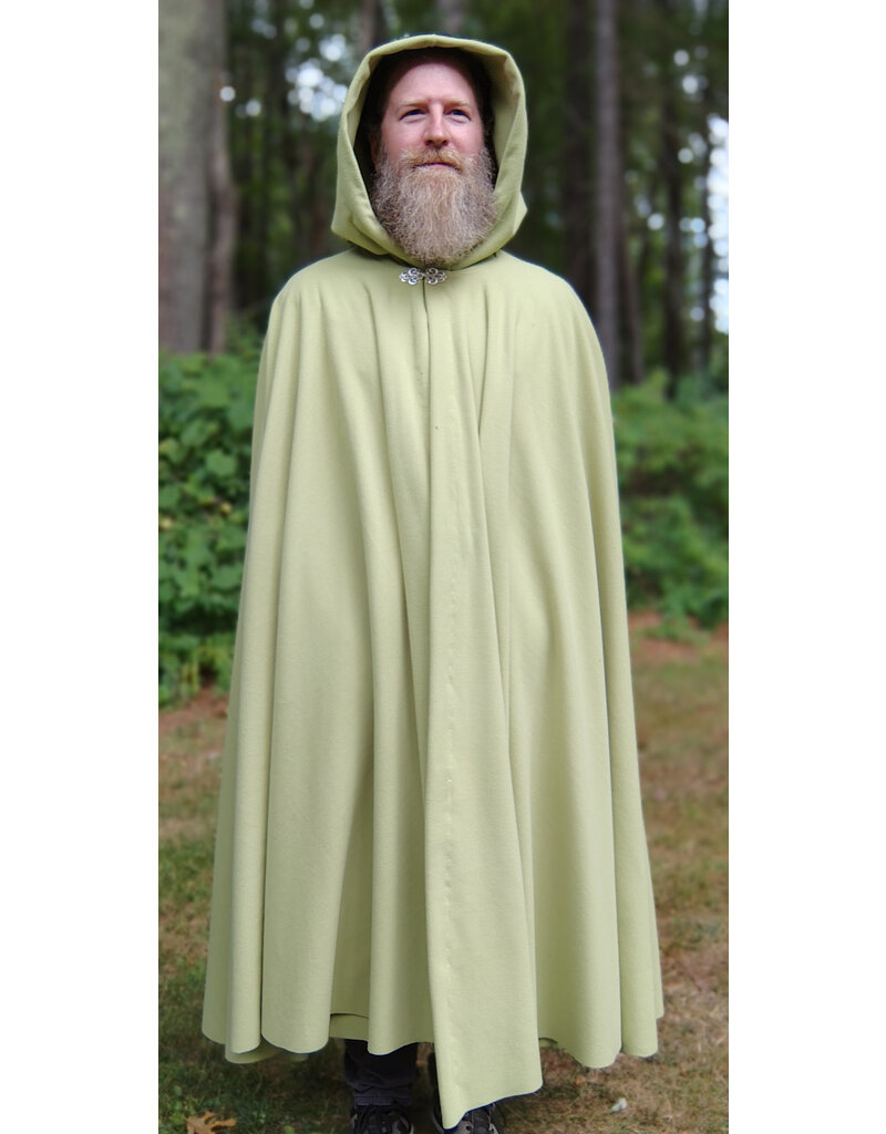 Cloakmakers.com 5812-Washable Lichen Green Fleece Cloak w/ Silver Toned Clasp