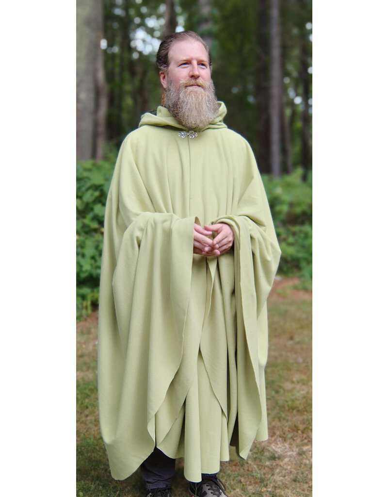 Cloakmakers.com 5812-Washable Lichen Green Fleece Cloak w/ Silver Toned Clasp