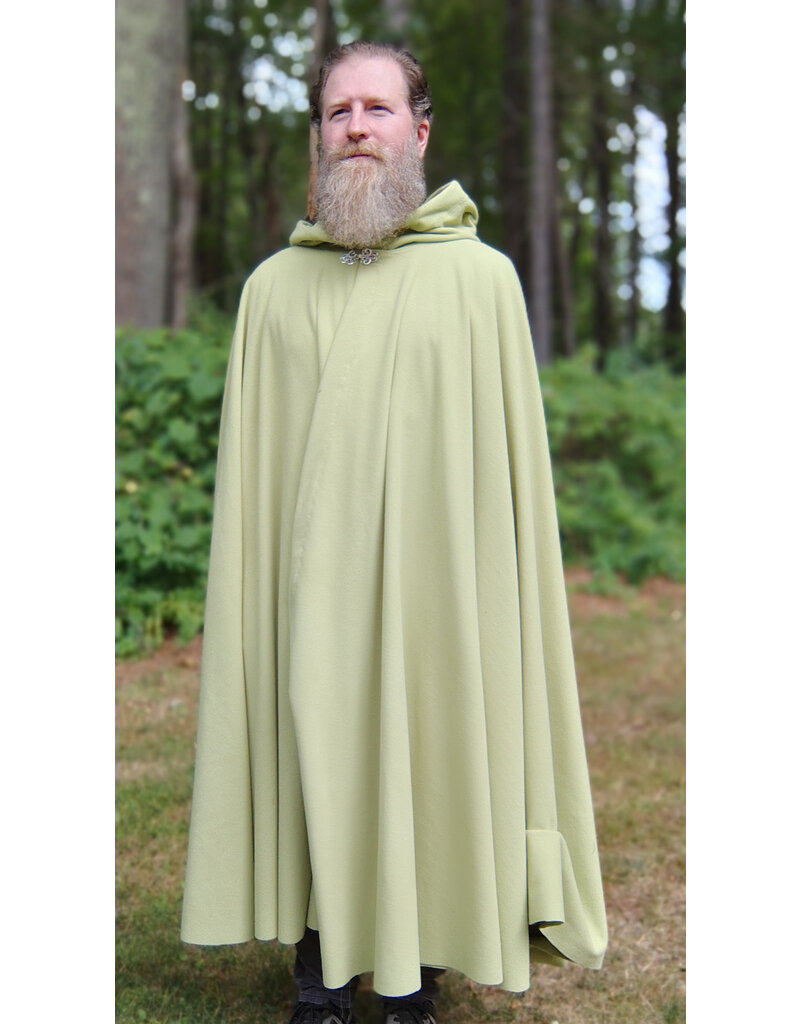 Cloakmakers.com 5812-Washable Lichen Green Fleece Cloak w/ Silver Toned Clasp