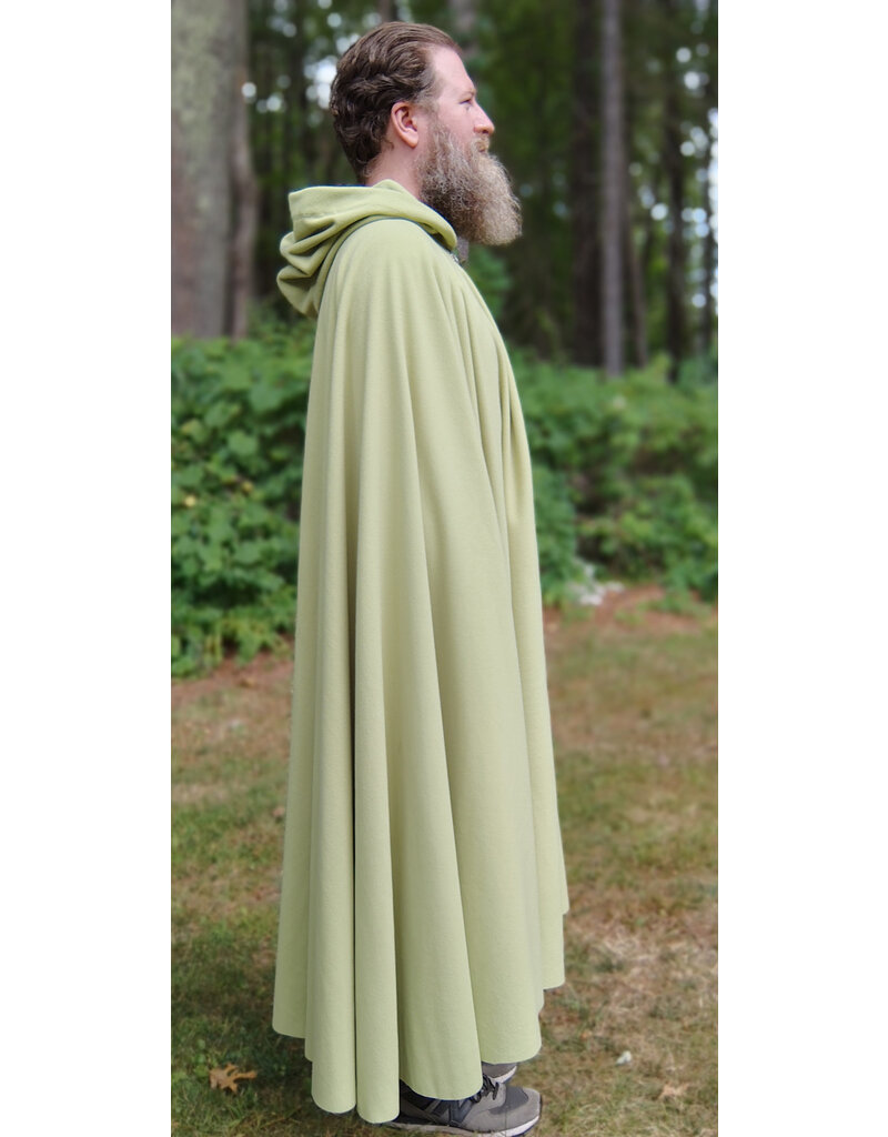 Cloakmakers.com 5812-Washable Lichen Green Fleece Cloak w/ Silver Toned Clasp