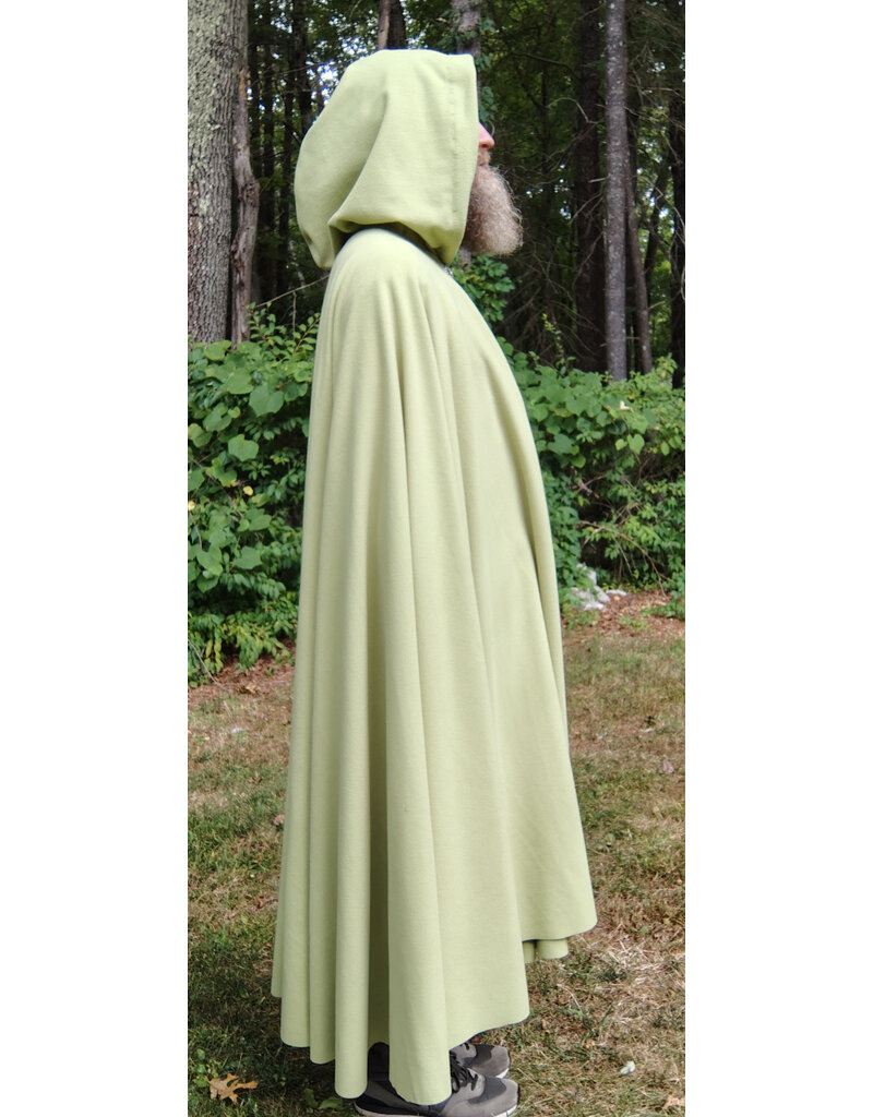 Cloakmakers.com 5812-Washable Lichen Green Fleece Cloak w/ Silver Toned Clasp