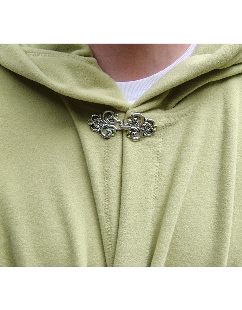 Cloakmakers.com 5812-Washable Lichen Green Fleece Cloak w/ Silver Toned Clasp