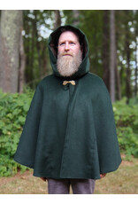 Cloakmakers.com 5813-Short Forest Green Wool Blend Cloak w/ Oak and Acorn Clasp & Brown Hood Lining & Pockets