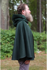Cloakmakers.com 5813-Short Forest Green Wool Blend Cloak w/ Oak and Acorn Clasp & Brown Hood Lining & Pockets