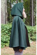 Cloakmakers.com 5813-Short Forest Green Wool Blend Cloak w/ Oak and Acorn Clasp & Brown Hood Lining & Pockets