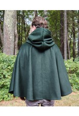 Cloakmakers.com 5813-Short Forest Green Wool Blend Cloak w/ Oak and Acorn Clasp & Brown Hood Lining & Pockets