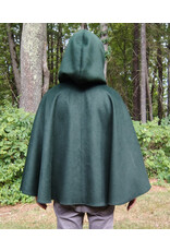 Cloakmakers.com 5813-Short Forest Green Wool Blend Cloak w/ Oak and Acorn Clasp & Brown Hood Lining & Pockets