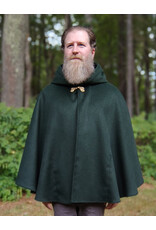 Cloakmakers.com 5813-Short Forest Green Wool Blend Cloak w/ Oak and Acorn Clasp & Brown Hood Lining & Pockets