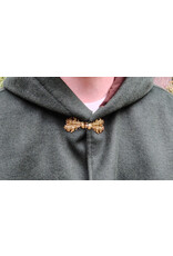 Cloakmakers.com 5813-Short Forest Green Wool Blend Cloak w/ Oak and Acorn Clasp & Brown Hood Lining & Pockets