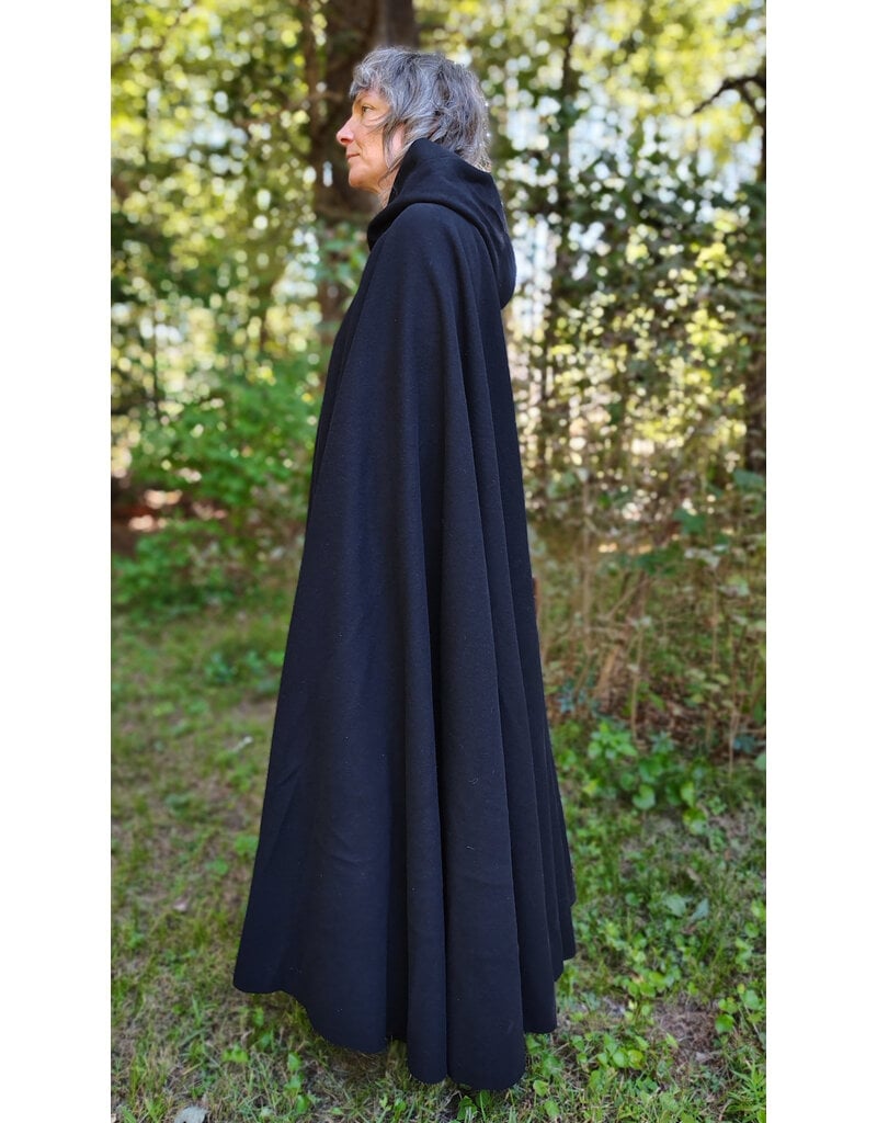 Cloakmakers.com 5814-Washable Black Wool Cloak w/ Triple Medallion Clasp