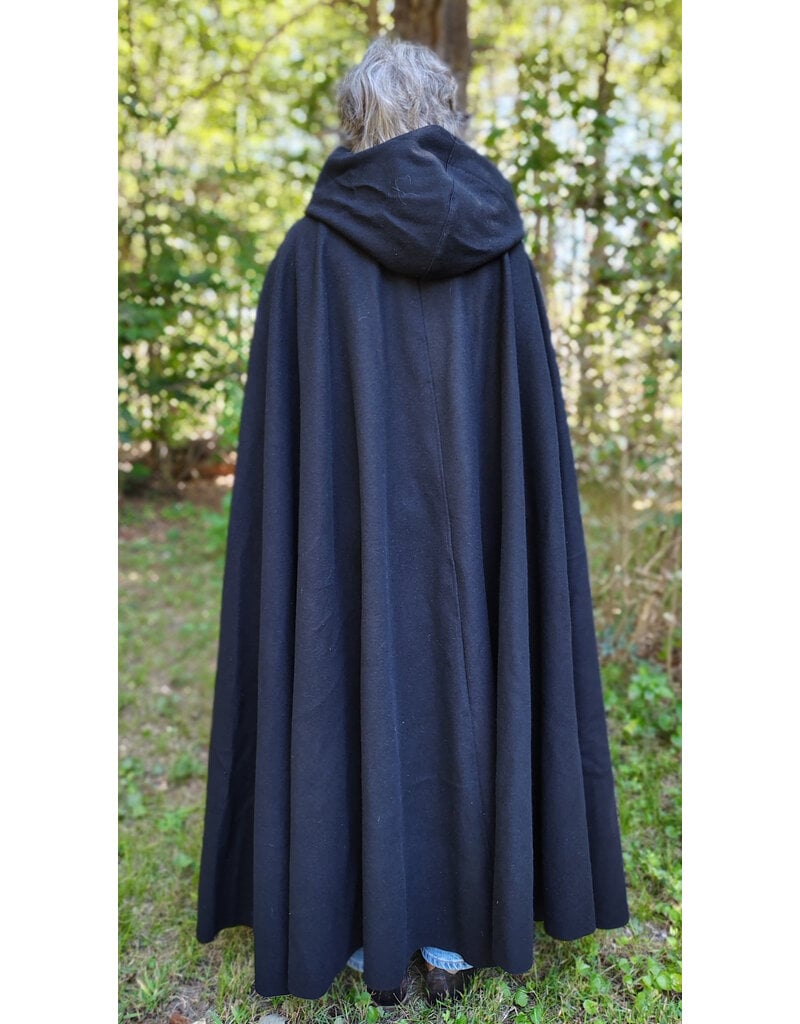 Cloakmakers.com 5814-Washable Black Wool Cloak w/ Triple Medallion Clasp