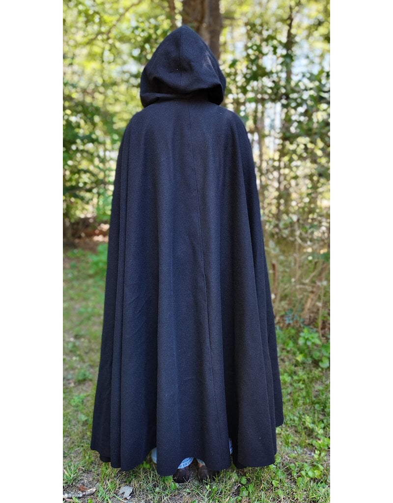 Cloakmakers.com 5814-Washable Black Wool Cloak w/ Triple Medallion Clasp