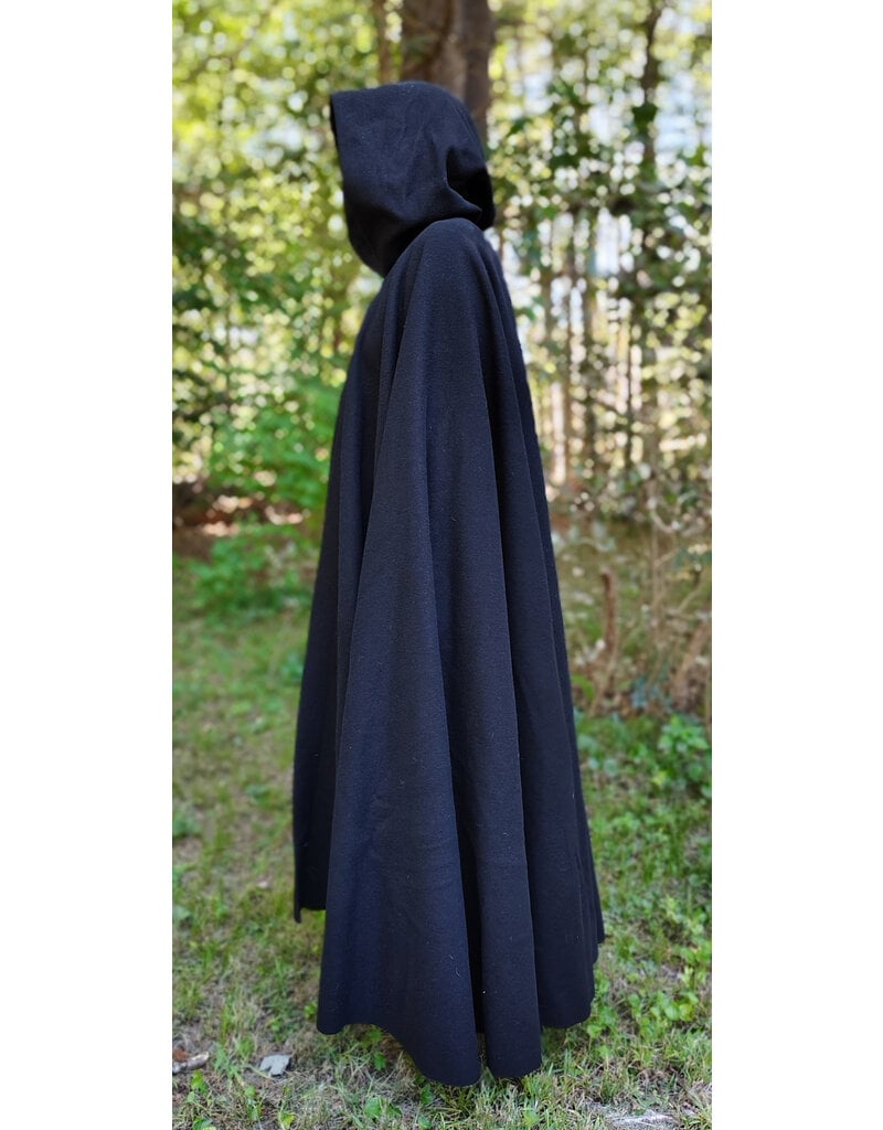 Cloakmakers.com 5814-Washable Black Wool Cloak w/ Triple Medallion Clasp
