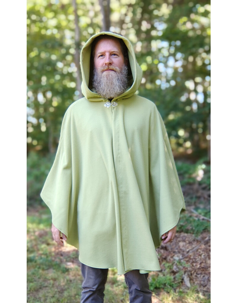 Cloakmakers.com 5815-Washable Lichen Green Ruana Cloak w/ Silver Toned Clasp