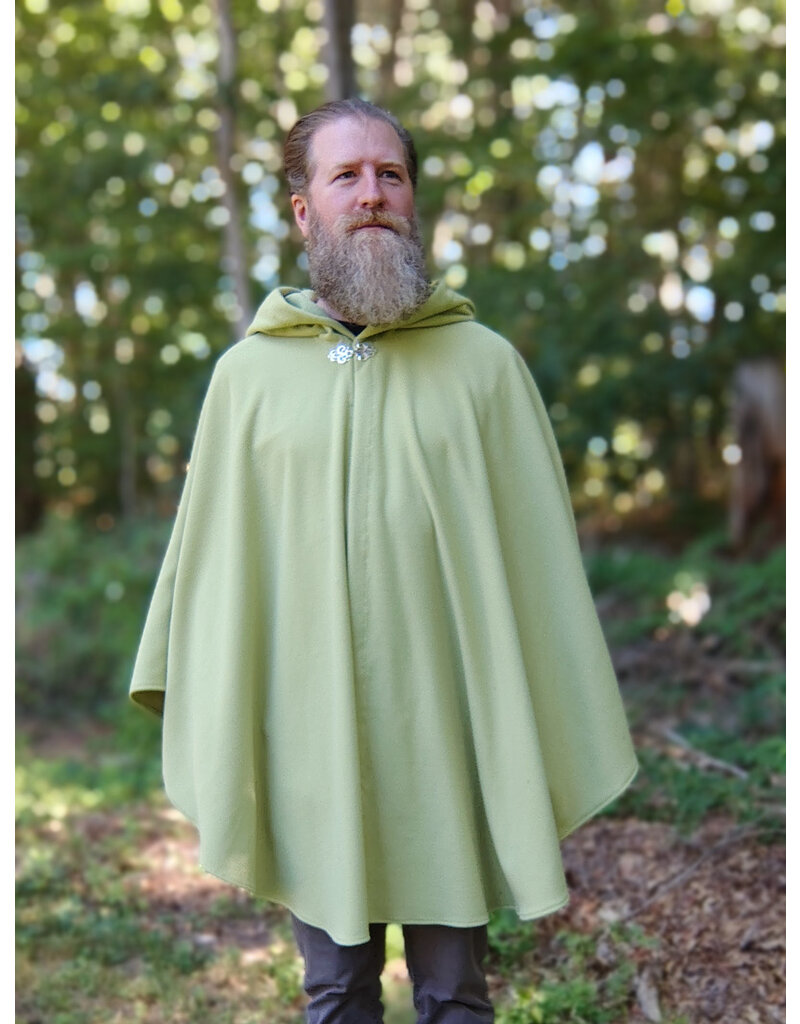 Cloakmakers.com 5815-Washable Lichen Green Ruana Cloak w/ Silver Toned Clasp