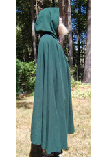 Cloakmakers.com 5817-Washable Forest Green Wool Cloak w/ Green Velvet Hood Lining & Triquetra Clasp