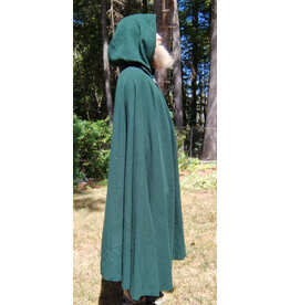 Cloakmakers.com 5817-Washable Forest Green Wool Cloak w/ Green Velvet Hood Lining & Triquetra Clasp