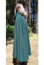 Cloakmakers.com 5817-Washable Forest Green Wool Cloak w/ Green Velvet Hood Lining & Triquetra Clasp