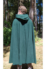 Cloakmakers.com 5817-Washable Forest Green Wool Cloak w/ Green Velvet Hood Lining & Triquetra Clasp