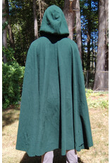 Cloakmakers.com 5817-Washable Forest Green Wool Cloak w/ Green Velvet Hood Lining & Triquetra Clasp
