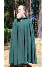 Cloakmakers.com 5817-Washable Forest Green Wool Cloak w/ Green Velvet Hood Lining & Triquetra Clasp