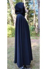 Cloakmakers.com 5818-Washable Black Wool Cloak w/ Black Velveteen Hood Lining and Triple Medallion Clasp