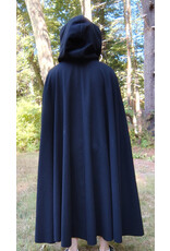 Cloakmakers.com 5818-Washable Black Wool Cloak w/ Black Velveteen Hood Lining and Triple Medallion Clasp