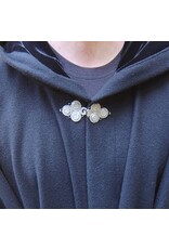 Cloakmakers.com 5818-Washable Black Wool Cloak w/ Black Velveteen Hood Lining and Triple Medallion Clasp