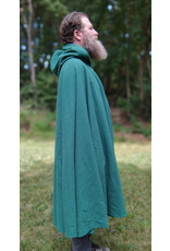 Cloakmakers.com 5819-Washable Green Wool Cloak w/ Green Velvet Hood Lining and Gothic Rose Clasp