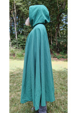 Cloakmakers.com 5819-Washable Green Wool Cloak w/ Green Velvet Hood Lining and Gothic Rose Clasp