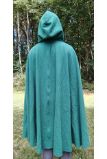 Cloakmakers.com 5819-Washable Green Wool Cloak w/ Green Velvet Hood Lining and Gothic Rose Clasp