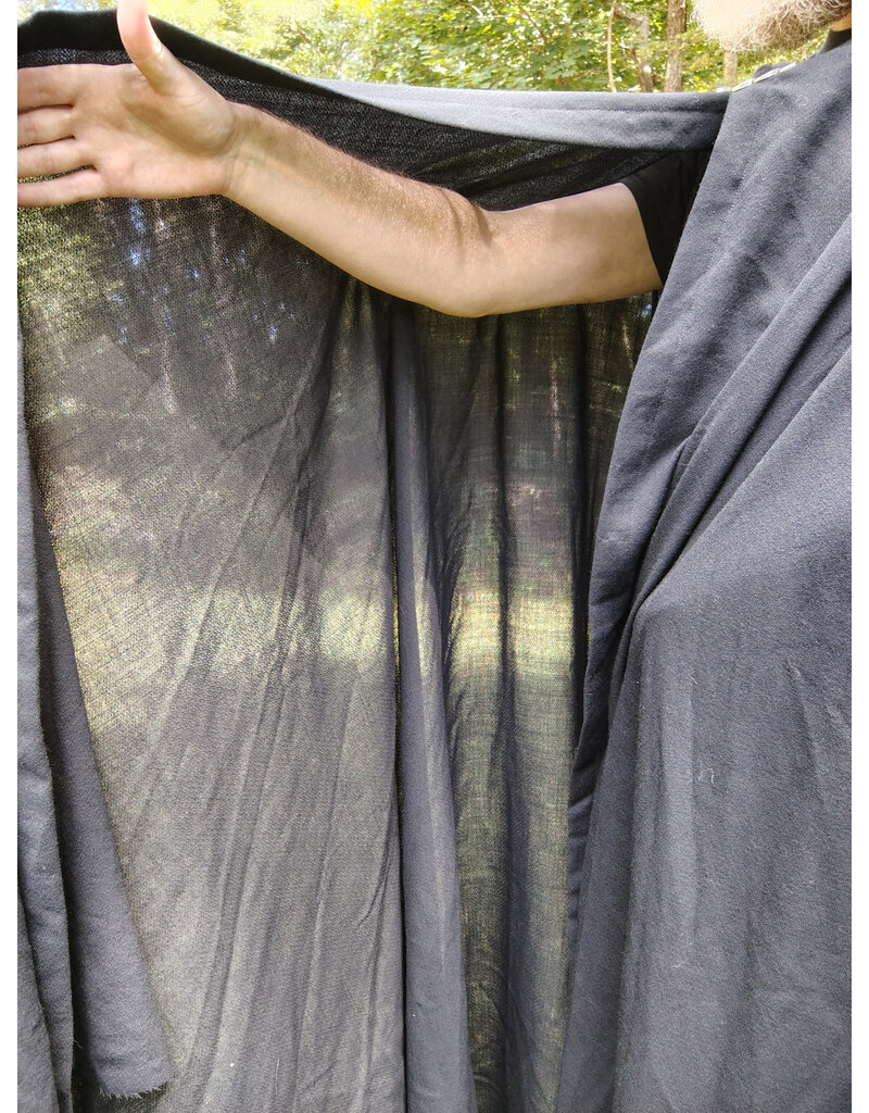 Cloakmakers.com 5820-Washable Lightweight Black Wool Cloak w/ Celtic Triquetra Clasp