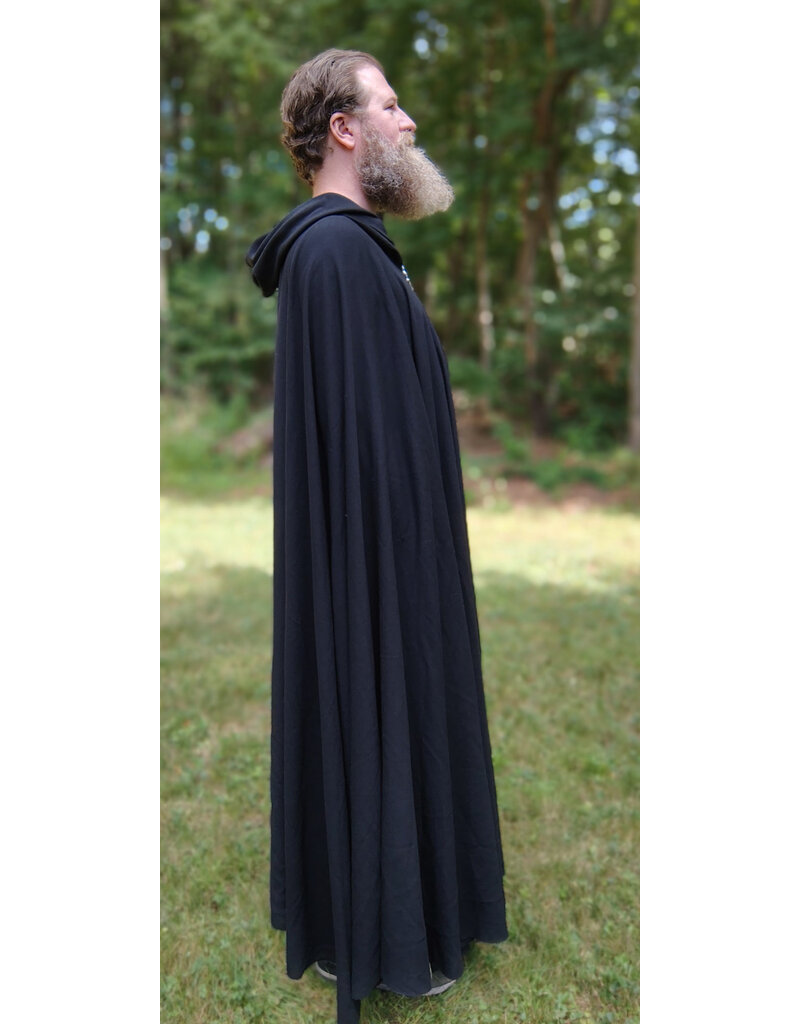 Cloakmakers.com 5820-Washable Lightweight Black Wool Cloak w/ Celtic Triquetra Clasp