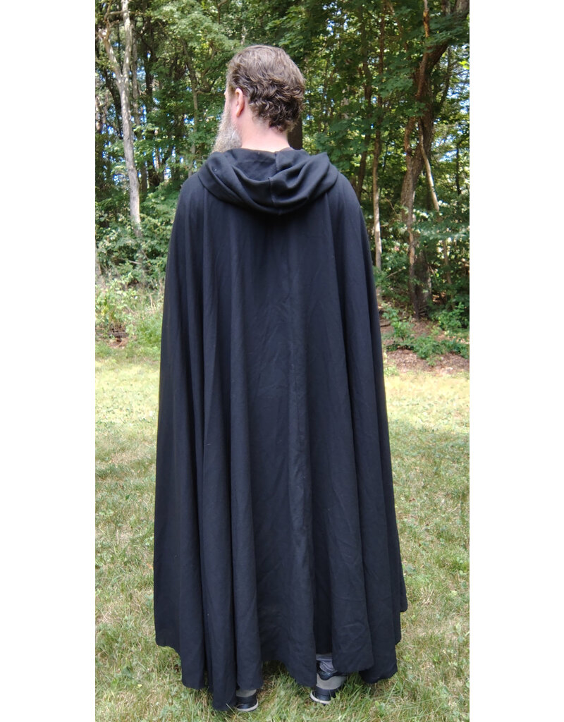Cloakmakers.com 5820-Washable Lightweight Black Wool Cloak w/ Celtic Triquetra Clasp