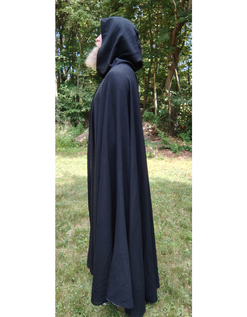 Cloakmakers.com 5820-Washable Lightweight Black Wool Cloak w/ Celtic Triquetra Clasp