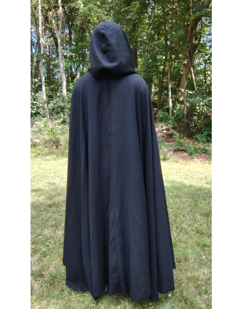 Cloakmakers.com 5820-Washable Lightweight Black Wool Cloak w/ Celtic Triquetra Clasp