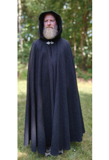 Cloakmakers.com 5821-Washable Charcoal Wool Blend Cloak w/ Black Velveteen Hood Lining and Triple Medallion Clasp