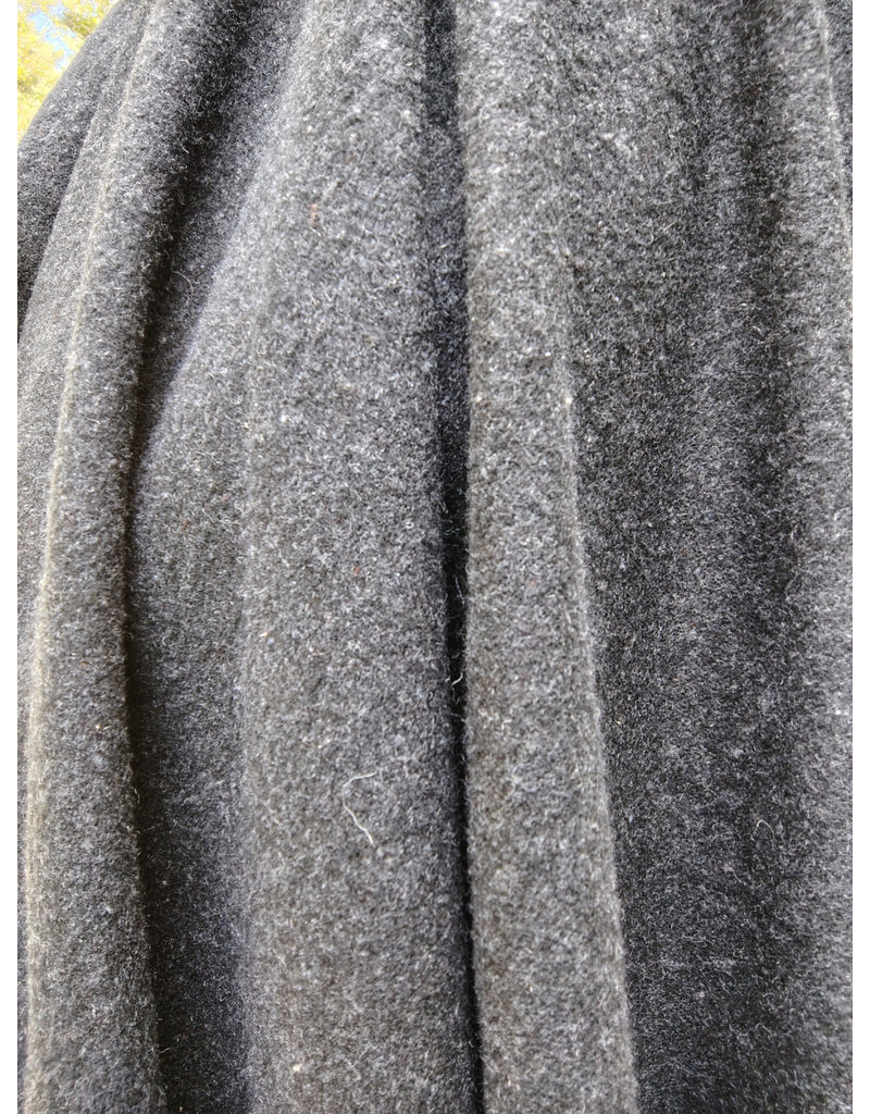 Cloakmakers.com 5821-Washable Charcoal Wool Blend Cloak w/ Black Velveteen Hood Lining and Triple Medallion Clasp