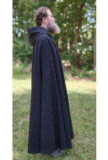 Cloakmakers.com 5821-Washable Charcoal Wool Blend Cloak w/ Black Velveteen Hood Lining and Triple Medallion Clasp